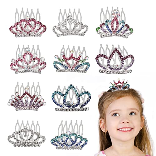 Strass Krone Haarkamm*10pcs, XiXiRan Kristall Prinzessin Tiara, Prinzessin Tiara Krone, Haarkämmchen mit Strass, Haarkamm Hochzeit, Haarschmuck Mädchen Glitzer, Mädchen Verkleiden Sich Party von XiXiRan