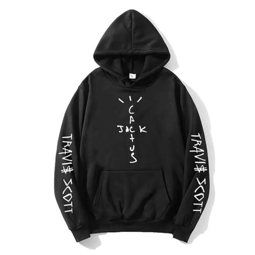 Xiakila Travis Scott Hoodie Hip Hop Rapper 90er Jahre Retro Pullover, Männer Frauen Mode Kaktus Jack Graffiti Casual Mantel Übergroße Jacke-Black||M von Xiakila