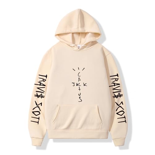 Xiakila Travis Scott Hoodie Hip Hop Rapper 90er Jahre Retro Pullover, Männer Frauen Mode Kaktus Jack Graffiti Casual Mantel Übergroße Jacke-Khaki||M von Xiakila