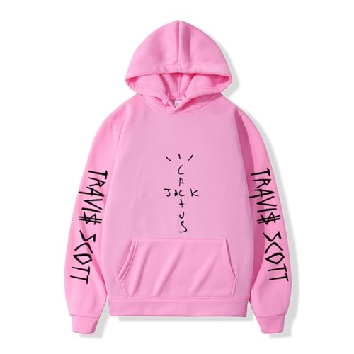 Xiakila Travis Scott Hoodie Hip Hop Rapper 90er Jahre Retro Pullover, Männer Frauen Mode Kaktus Jack Graffiti Casual Mantel Übergroße Jacke-Pink||XXS von Xiakila