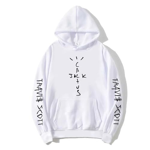 Xiakila Travis Scott Hoodie Hip Hop Rapper 90er Jahre Retro Pullover, Männer Frauen Mode Kaktus Jack Graffiti Casual Mantel Übergroße Jacke-White||XS von Xiakila