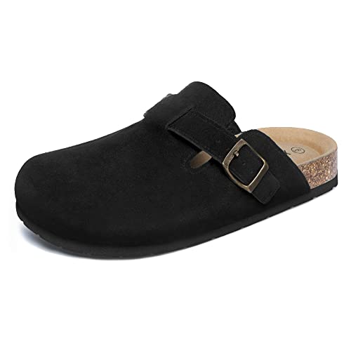 Xiakolaka Damen-Clogs aus Wildleder, verstellbare Schnalle, Schlupffußbett, Hausschuh, Schwarz, 35 EU von Xiakolaka