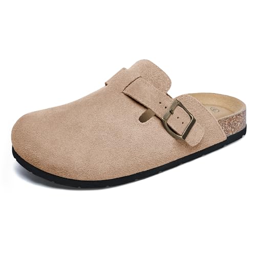 Xiakolaka Damen-Clogs aus Wildleder, verstellbare Schnalle, Schlupffußbett, Hausschuh, aprikose, 42 EU von Xiakolaka