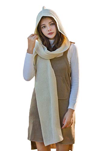 Xiang Ru 120 * 22cm Damen Mädchen Winter Warm Schal Mütze Strickmütze Schalmütze Schlupfmütze Weiss von Xiang Ru