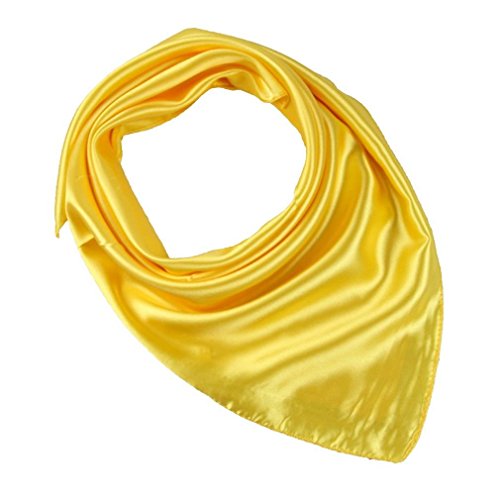 Xiang Ru 60 * 60cm Damen Einfärbig Schals Sommerschal Kopftuch Halstuch Nickituch Square Schal Gelb von Xiang Ru