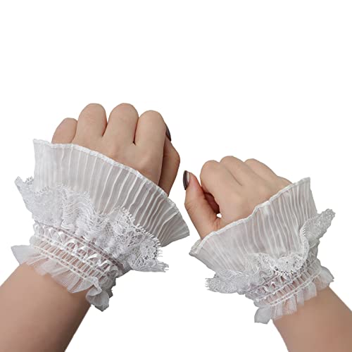 Xiang Ru Frauen geschichtete Handgelenkmanschetten Rüschen Falten Abnehmbare Fake Sleeve Handgelenk Manschetten Gothic Steampunk Spitze Handgelenk Manschette Armband für Hochzeit Party, F: Weiß, One Xiang Ru Frauen geschichtete Handgelenkmanschetten Rüschen Falten Abnehmbare Fake Sleeve Handgelenk Manschetten Gothic Steampunk Spitze Handgelenk Manschette Armband für Hochzeit Party, F: Weiß, One von Xiang Ru
