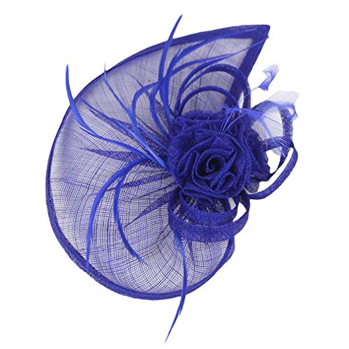 Xiang Ru Fascinators Hut Mit Schleier Damen Vintage Cocktail Kopfschmuck Haarschmuck Stirnbänder Blau von Xiang Ru