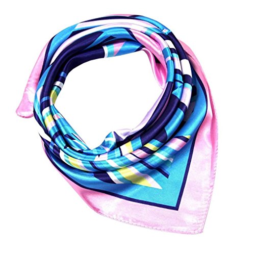 Xiang Ru Geblümt 60 * 60cm Damen Kopftuch Halstuch Nickituch Square Schal Sommerschal Pink-Blau von Xiang Ru