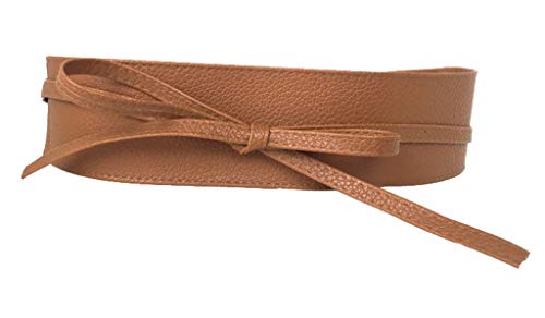 Xiang Ru Pu Leder Damen Breite Gürtel Taillengürtel Hüftgurt Wickelgürtel,220CM Länge Braun von Xiang Ru