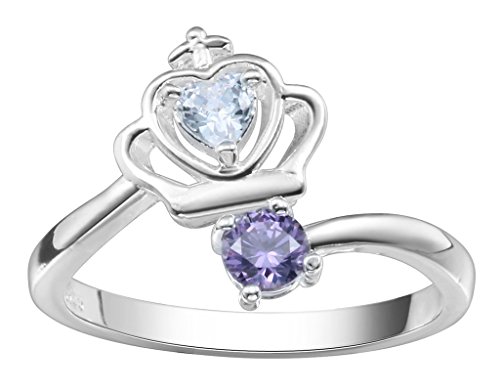 Xiang Ru Ring mit hohlen Amethyst-Kristallen, 925er Silber überzogen, US 7 von Xiang Ru