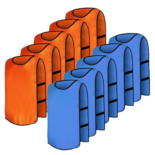 XiangJunly 10 STK Fußball-Trainingsleibchen für Herren & Kinder – Sportwesten für Teamtraining, Volleyball, Basketball & Fußball (Orange/Blau) von XiangJunly