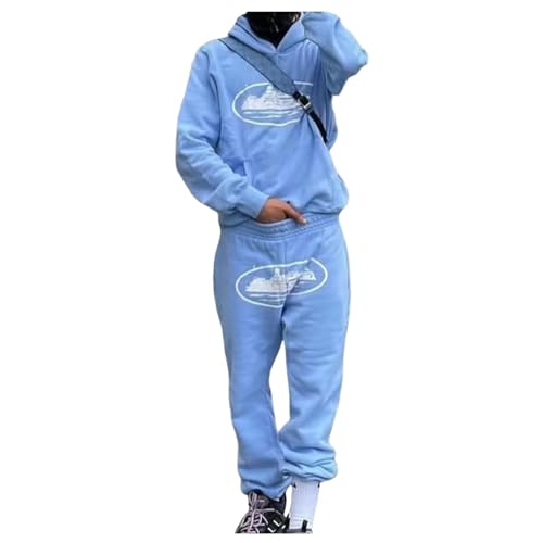 Corteiz Sportanzug Herren Tracksuit Buchstaben Druck Lose Hoodies und Jogginghosen Y2k Trainingsanzug für Herren Hip Hop Streetwear Hoodie und Sporthosen für Herren und Damen von Xiangdanful