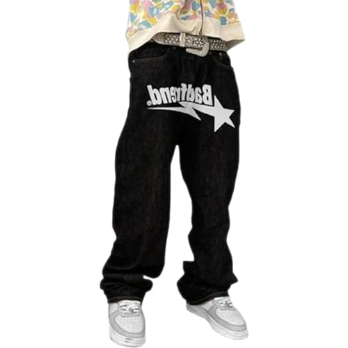 Hip-Hop Hose Jeanshose Cargo Hosen Männer Y2k Baggy Lange Hosen Baggy Jeans Vintage Graffiti Denim Jeanshose Cargo Jogginghose Y2k Jeans Baggy Rock Straight Hose von Xiangdanful