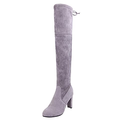 Xiangdanful Babyschuhe Lange Stiefel Damen Stiefel Damen Zip Up Oberschenkel Stiefel Schuhe Cowboystiefel Für Winter Overknee Stiefel Lange Stiefel Comfort Square Heels Schuhe Gerade Langstiefel von Xiangdanful