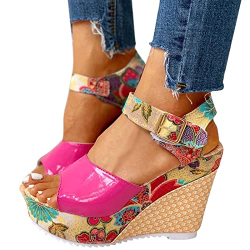 Xiangdanful Damen Keilsandaletten Plateau Sandalen, Mädchen Sandalen mit Absatz, Sandaletten Römersandalen Pantoletten Schuhe Wedge Heel Offene Schuhe Elegante Freizeit Sommer Absatzschuhe von Xiangdanful