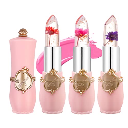 Xiangmall 3 Stücke Gelee Lippenstift Farbwechsel Temperatur Kristall Lippenbalsam Blume Farbwechsel Lipgloss Geschenk für Mutter Mädchen (3 stück) von Xiangmall