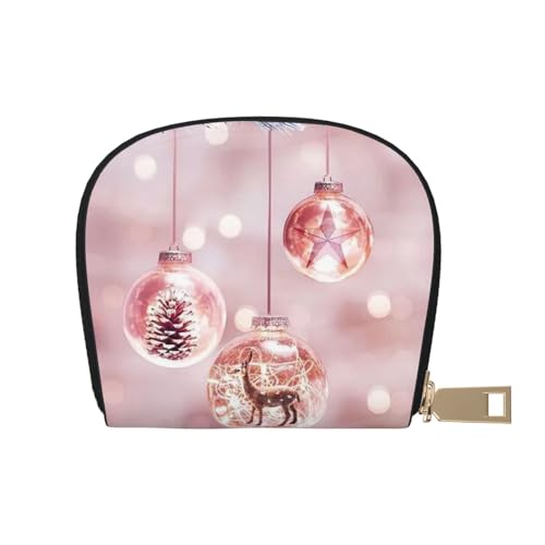 Xianhziq Night Sky Full Moon Print Kreditkartenetui Leder Kreditkartenetui Akkordeon Kartenetuis Geldbörse für Männer Frauen, Rosa Weihnachtskugel, Einheitsgröße von Xianhziq