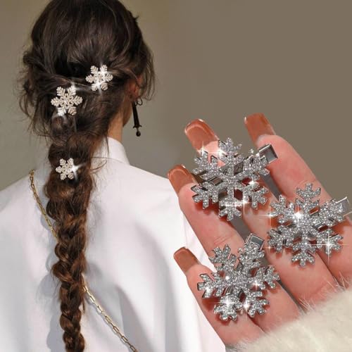 Schneeflocken-Haarspangen für Damen, glitzernde Strasssteine, 3 Stile, Schneeflocken-Haarnadeln, Weihnachtsschmuck, Partygeschenke, 6 Stück Schneeflocken-Haarspangen für Damen, glitzernde Strasssteine, 3 Stile, Schneeflocken-Haarnadeln, Weihnachtsschmuck, Partygeschenke, 6 Stück von Xiannaipai