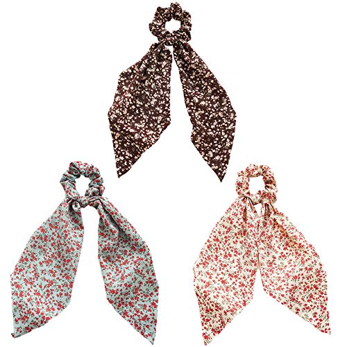 XIAO HUA 3 Packungen Schal-Haargummis, gepunktete Gänseblümchen, Haarschals, Satin, Seide, lange Schwänze, Haargummi, Schleife, Haarbänder, elastische Pferdeschwanz-Halter, Donut-Haargummis für Frauen XIAO HUA 3 Packungen Schal-Haargummis, gepunktete Gänseblümchen, Haarschals, Satin, Seide, lange Schwänze, Haargummi, Schleife, Haarbänder, elastische Pferdeschwanz-Halter, Donut-Haargummis für Frauen von Xiao Hua