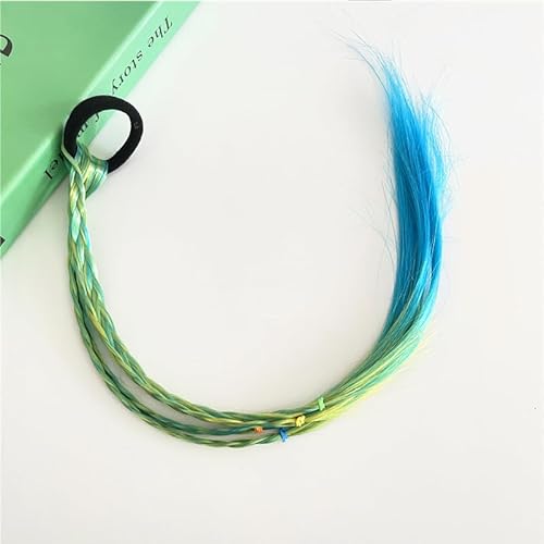 XIAO HUA A09 farbige Zöpfe, Haarverlängerungen mit Gummibändern, geflochtenes Kunsthaarteil, Pferdeschwanz, Haarschmuck für Damen, Party, Cosplay, Verkleidung, 2 Stück von Xiao Hua