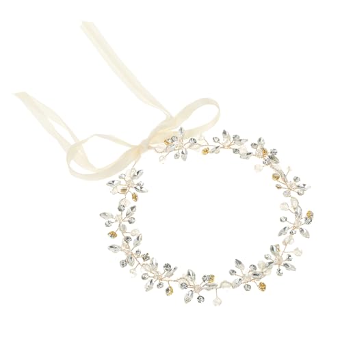 XIAO HUA Brautblumen-Haarnadeln, Kristall-Perlen, Haarkämme, Haarkamm-Clips, Kopfschmuck, goldfarben, Hochzeits-Haarschmuck, Schmuck mit Strass für Bräute, Brautjungfern, Damen (Gold) J von Xiao Hua