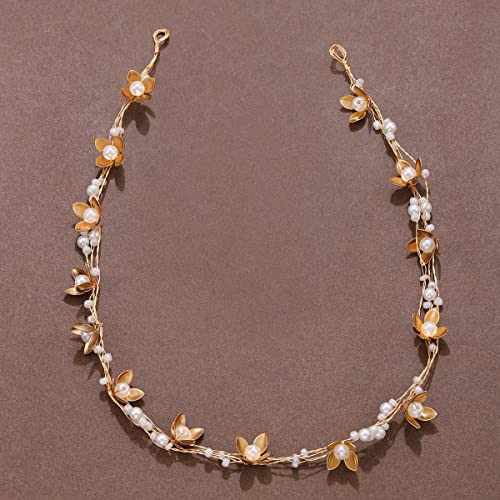 XIAO HUA Brautblumen-Haarnadeln, Kristall-Perlen, Haarkämme, Haarkamm-Clips, Kopfschmuck, goldfarben, Hochzeitshaarschmuck, Schmuck mit Strass für Bräute, Brautjungfern, Frauen (B2) von Xiao Hua