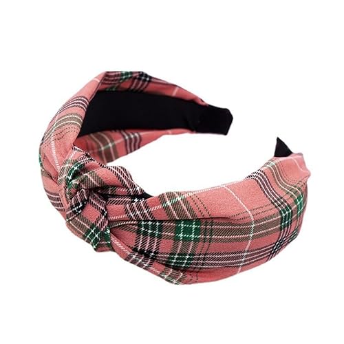 XIAO HUA Damen Plaid Stirnband Stoff Haarschmuck Einfach Gestrickt Stirnband (Rosa) von Xiao Hua