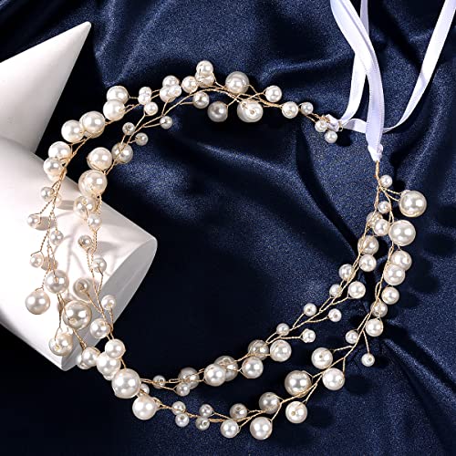 XIAO HUA Haarnadeln für Braut, Blume, Kristall, Perlen, Haarkämme, Kopfschmuck, goldfarben, Hochzeitshaarschmuck, Schmuck mit Strass für Bräute, Brautjungfern, Frauen (Gold B2) von Xiao Hua