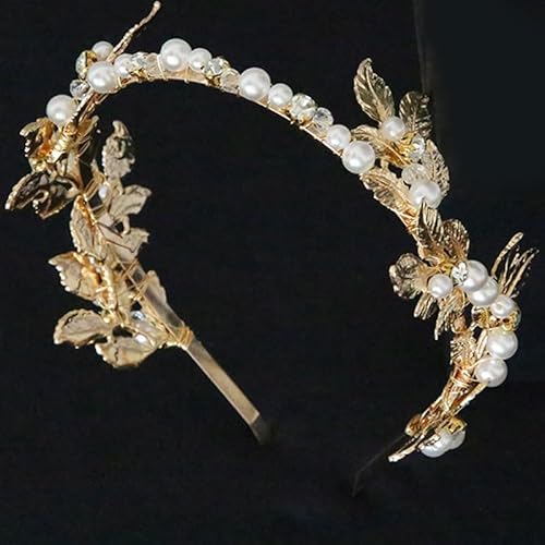 XIAO HUA Haarnadeln mit Blume, Kristall-Perlen, Haarkämme, Haarkamm-Clips, Kopfschmuck, goldfarben, Haarschmuck mit Strass für Bräute, Brautjungfern, Damen (Gold) AH von Xiao Hua