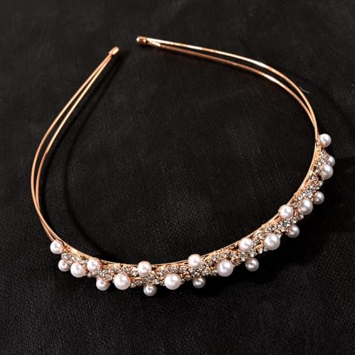 XIAO HUA Haarnadeln mit Blume, Kristall-Perlen, Haarkämme, Haarkamm-Clips, Kopfschmuck, goldfarben, Hochzeits-Haarschmuck, Schmuck mit Strass für Bräute, Brautjungfern, Damen (Gold B3) von Xiao Hua