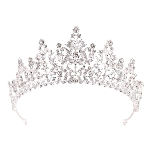 XIAO HUA Hochzeits-Tiara für Braut, Prinzessin, Stirnband, Brautkrone, Kristall-Strass-Haarschmuck, Dekoration für Königin, Braut, Geburtstag, Abschlussball, Hochzeit, Festzug, Halloween, Kostümparty von Xiao Hua