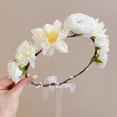 Xiao Hua Blumenkronen für Damen, Blumenstirnbänder, Blumenkopfschmuck für Brautjungfer, Hochzeit, Festival, Zubehör, B05 von Xiao Hua