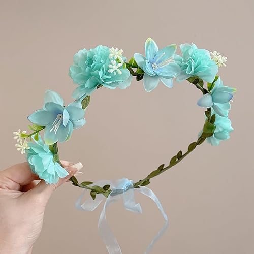 Xiao Hua Blumenkronen für Damen, Blumenstirnbänder, Blumenkopfschmuck für Brautjungfer, Hochzeit, Festival, Zubehör, B08 von Xiao Hua