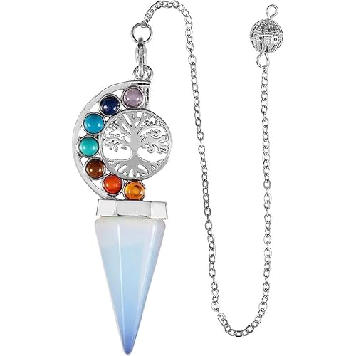 Xiao Hua Handgefertigter Halskettenanhänger, geeignet für Männer und Frauen, natürlicher Kristall, Lebensbaum, sechseckige Pyramide, 7-farbiger Geisterstein-Anhänger (hellblau), 6,8 x 3 cm von Xiao Hua