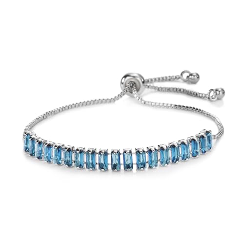 Xiao Hua Handgefertigtes Perlenarmband, geeignet für Männer und Frauen, 2,5 x 5 rechteckige Zirkon, einfach und klein, verstellbares Armband (hellblau), 5 x 2,5 cm, Zirkon + Kupfer, 5 x 2,5 cm von Xiao Hua