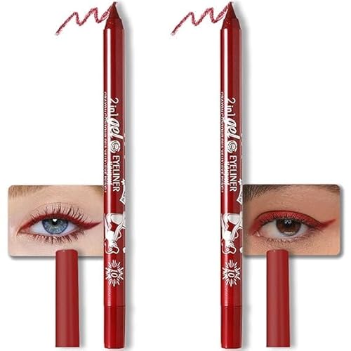 Farbige Gel Glitter Eyeliner,Glitter Eye Liner Bleistift für Frauen,Eye Liner für Schatten Bleistift Augen Make-up.2 Anzahl (10# Rot 10# Rot) von Xiao