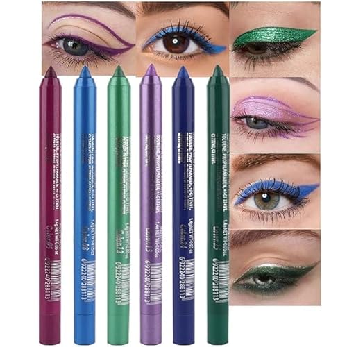 Farbige Gel Glitter Eyeliner Bleistift Stift Set, Augenliner für Schatten Bleistift Augen Make-up Bunte Eyeliner Kit,6 Zählung (Set04) von Xiao