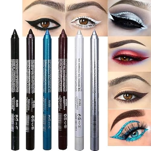 Farbige Gel Glitter Eyeliner Bleistift Stift Set, Augenliner für Schatten Bleistift Augen Make-up Bunte Eyeliner Kit,6 Zählung (Set05) von Xiao