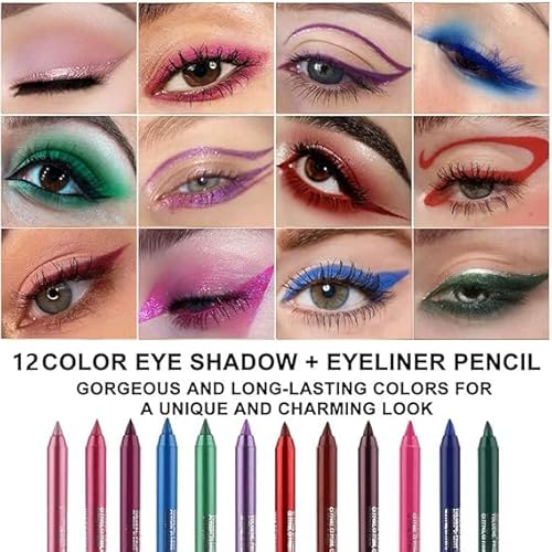 Farbige Gel Glitter Eyeliner Bleistift Stift Set, Augenliner für Schatten Bleistift Augen Make-up Bunte Eyeliner Kit12 Zählung (Set06) von Xiao
