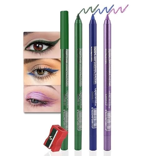 Farbige Gel Glitter Eyeliner Bleistift Stift Set, Eye Liner für Schatten Bleistift Augen Make-up Bunte Eyeliner Kit,3 Pcs (06#Shimmer Smaragdgrün+07#Shimmer Royal Blue+13#Violet) von Xiao