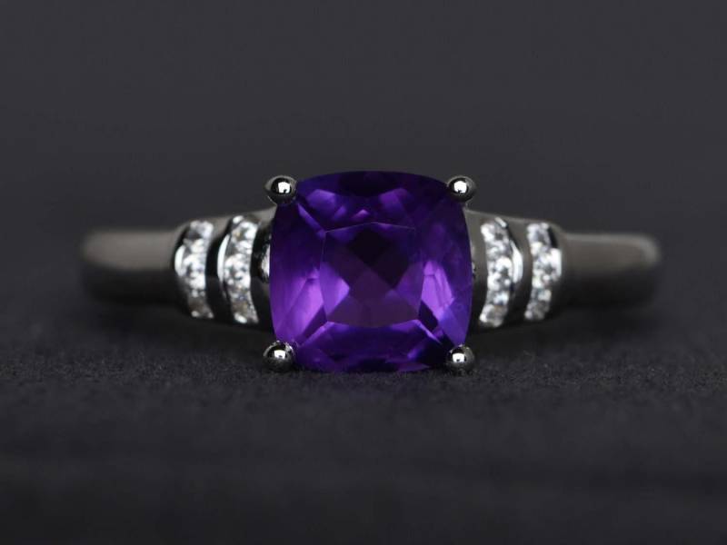 Amethyst Ringkissen Ting Verlobung Sterling Silber Ring Edelstein Februar Geburtsstein Amethyst Ringkissen Ting Verlobung Sterling Silber Ring Edelstein Februar Geburtsstein von XiaoCuiJewelry