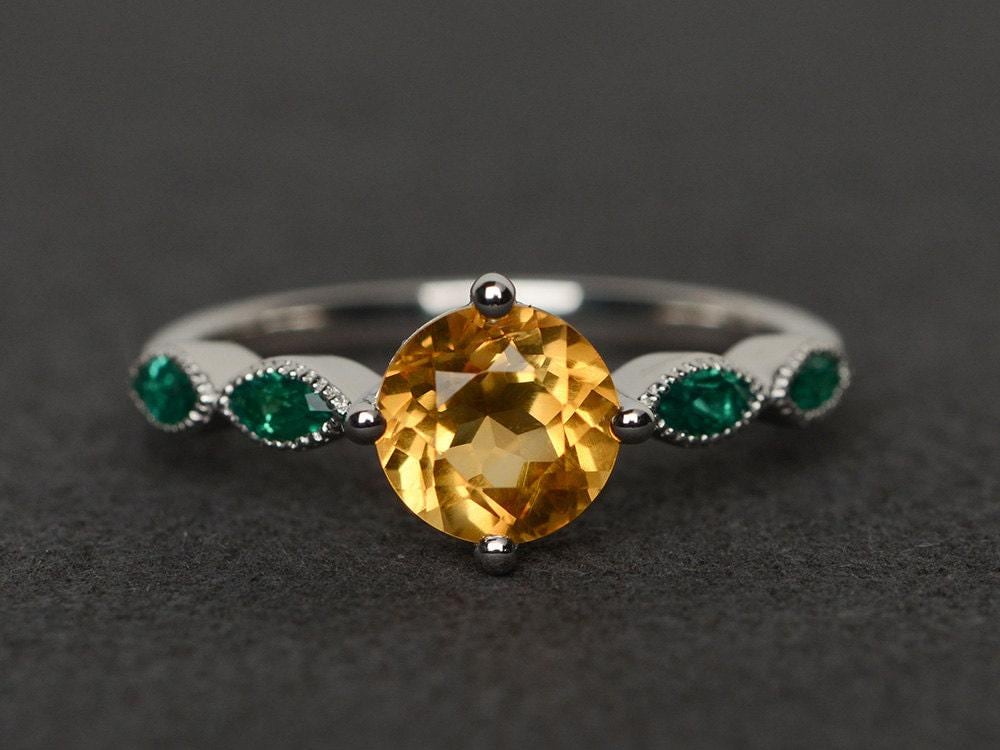 Citrin Ring Für Männer Und Frauen Citrin Ring Für Männer Und Frauen von XiaoCuiJewelry