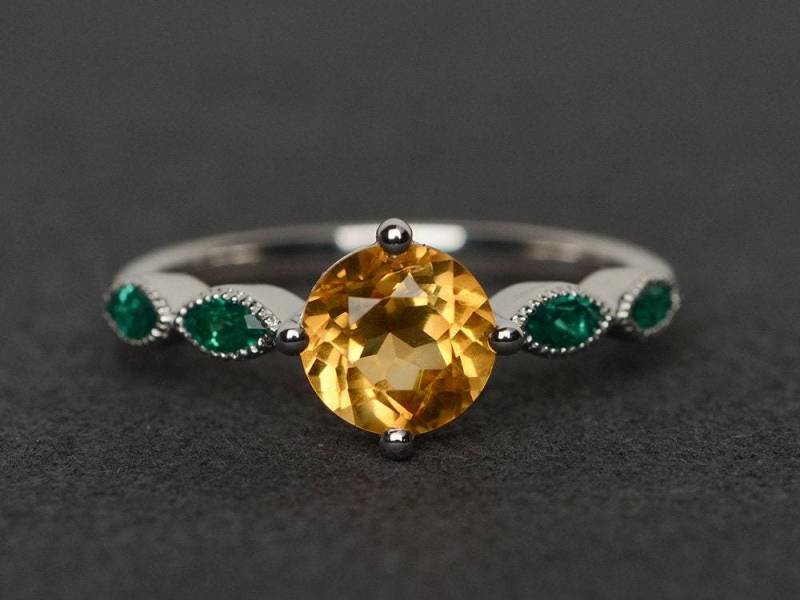 Citrin Ring Für Männer Und Frauen Citrin Ring Für Männer Und Frauen von XiaoCuiJewelry