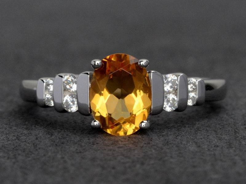 Citrin Ring Oval Gelb Kristall Für Verlobungsringe November Geburtsstein von XiaoCuiJewelry