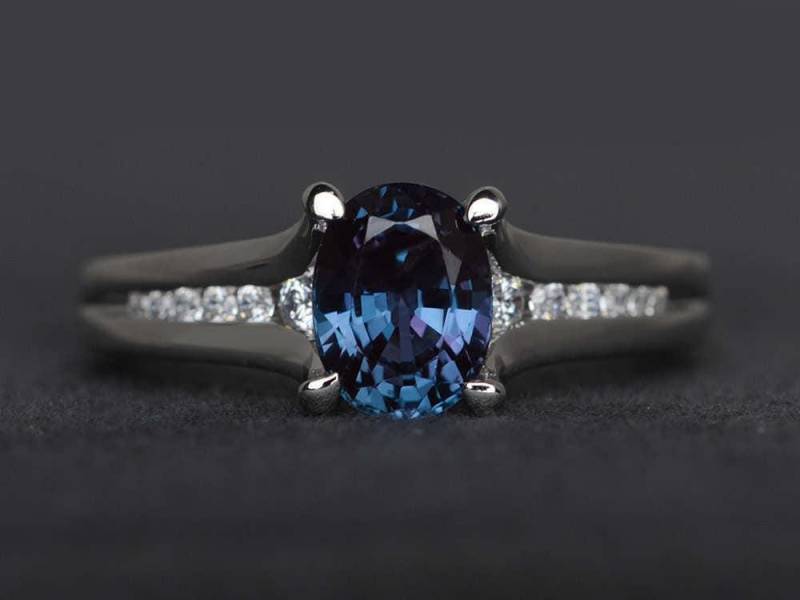 Edelstein Ring Alexandrit Verlobungsring 925 Sterling Silber Juni Geburtsstein Jubiläum von XiaoCuiJewelry