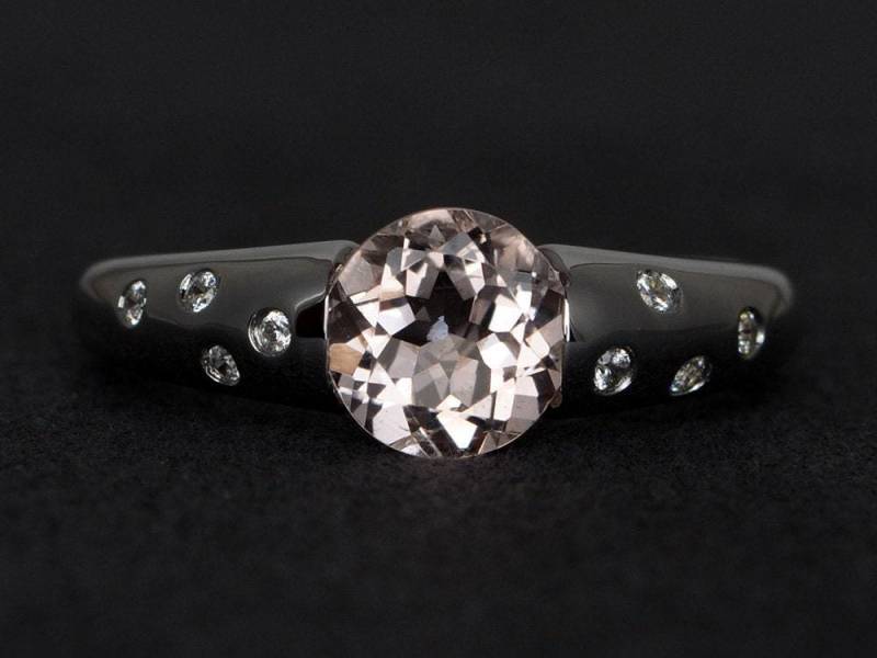 Morganit Ring Natürliche Rosa Verlobungsringe Silber Runden Cut Edelstein Ringe von XiaoCuiJewelry