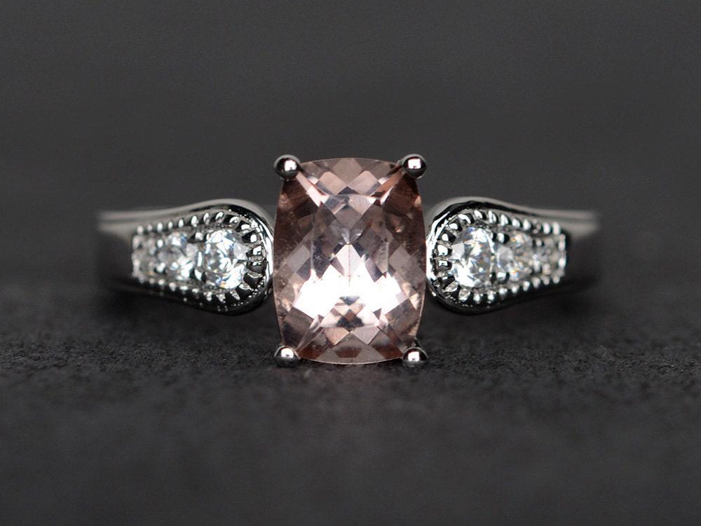 Morganit Ring Sterling Silber Kissenschliff Verlobungsring Für Frauen Morganit Ring Sterling Silber Kissenschliff Verlobungsring Für Frauen von XiaoCuiJewelry