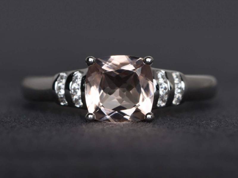 Morganit Verlobungsring Rosa Edelstein Ring Ringkissen Sterling Silber Zusage von XiaoCuiJewelry