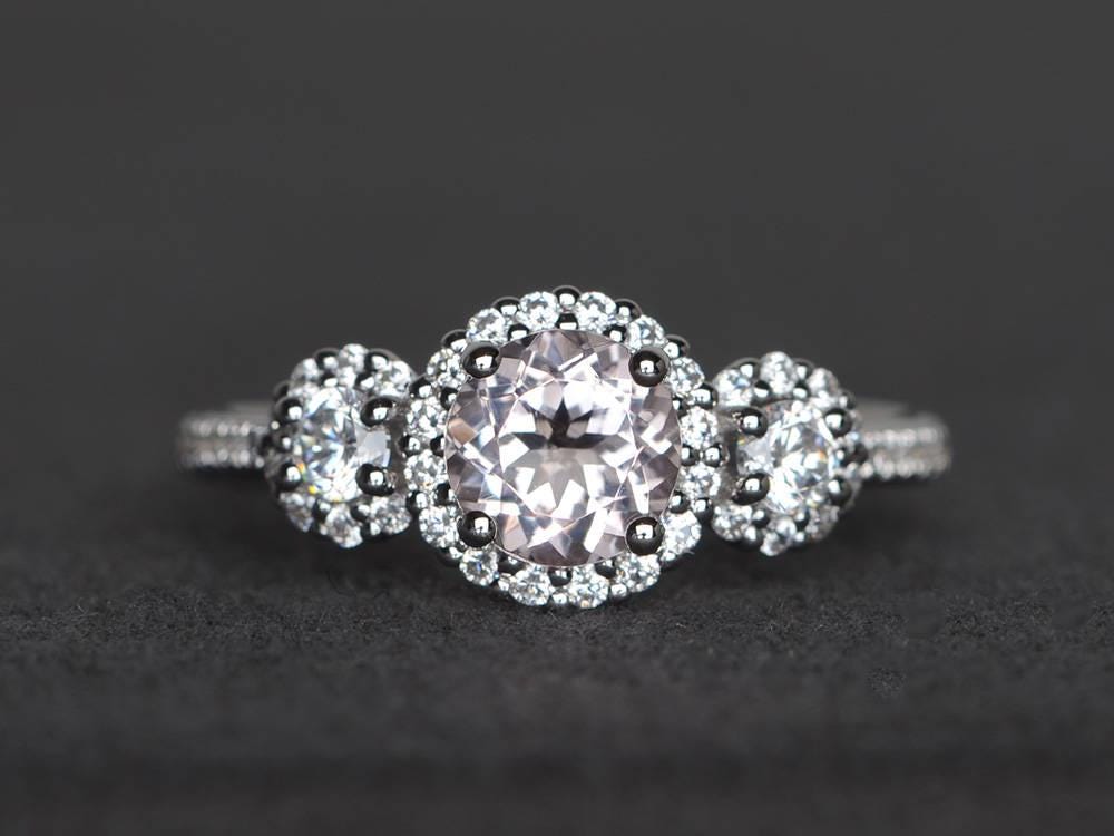 Morganit Verlobungsring Silber von XiaoCuiJewelry
