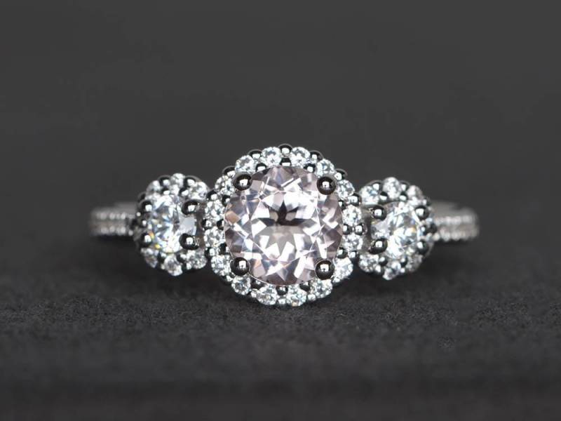 Morganit Verlobungsring Silber von XiaoCuiJewelry